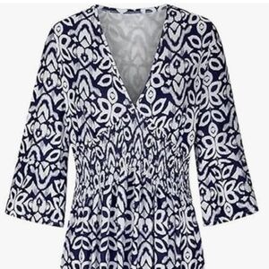 Boho Women's Summer V Neck Elastic Waist Half Sleeve Dress